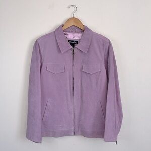 Denim & Co Genuine Leather Purple Coat